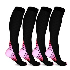 Canotagio 2 Pares de Calcetas Hombre. Calcetines de Compresión para Hombre y Mujer. Calcetas Deportivas Hombre. Calceta para Diabetico o Ejercicio Mejora Circulación. Compression Socks. (S/M, Rosa)