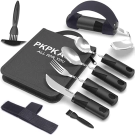 PKPKAUT Adaptive Utensils for Parkinsons Patients Elderly, Weighted Utensils for Hand Tremors, Parkinsons Eating Utensils for Disabled People, Weighted Silverware for Hand Tremors Arthritic Hands