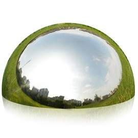 Nerien 8 Inch Gazing Ball, Stainless Steel Garden Mirror Globe, Polished Ornament Sphere, Hollow Floating Reflective Hemisphere for Home Outdoor Pond Housewarming Swimming Pool Decoration, Silver