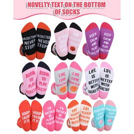 Shyyween 10 Pairs Funny Women Basketball Socks Novelty Ankle Socks Casual Athletics Gifts for Sports Basketball Lovers Coach