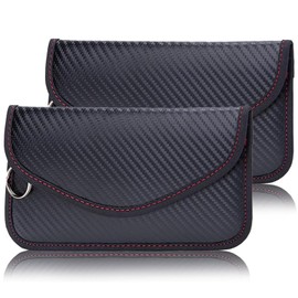 Wjelet 2 Pack Faraday Bag for Key Fob - RFID Blocking Pouch, Anti-Theft Signal Blocker Case for Car Keys, Keyless Entry Protector (Leather Key Holder)