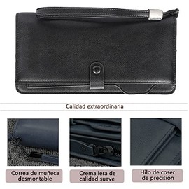 Cartera Larga Unisex de Piel Sintética con Bloqueo RFID, Monedero Doble con Ranuras para Tarjetas, Tarjetero con Clip Minimalista Multibolsillo para Hombre y Mujer