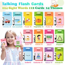 Talking Flash Cards for Toddlers, Kids Toys for 3 4 5 6 Year Old Boys and Girls, Learning Educational Toys with 224 Sight Words, Toddler Learning Activities Cards,Toddler Toy for Christmas Birthday