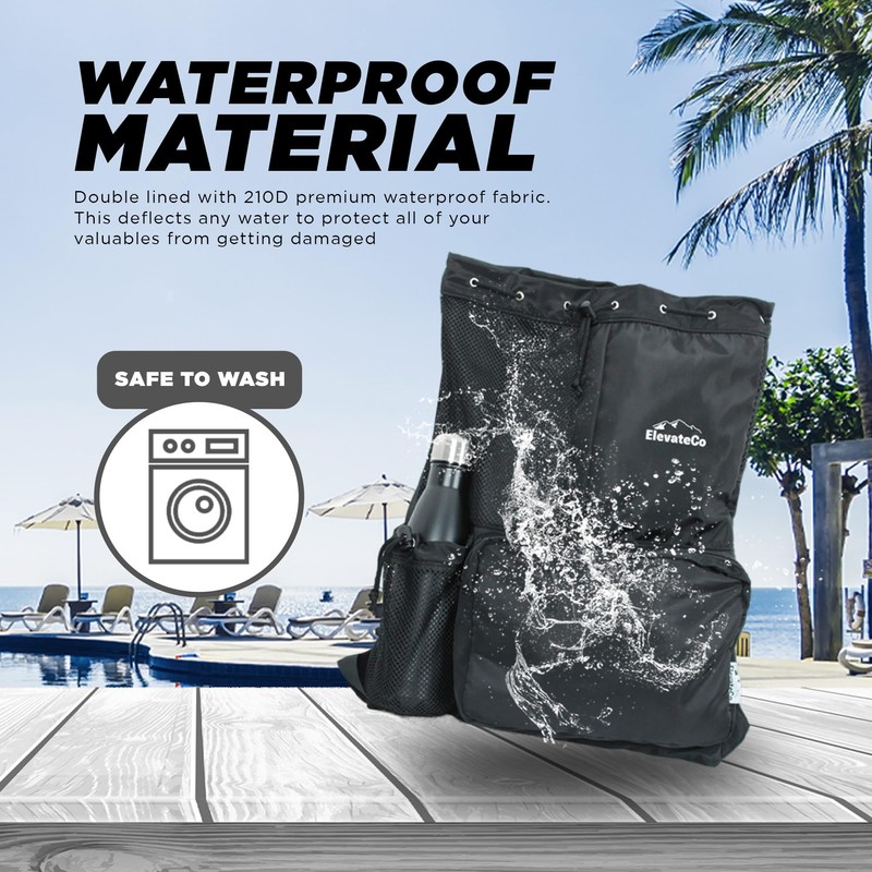 ElevateCo Swim Bag Mesh Drawstring Backpack with Wet Pocket for