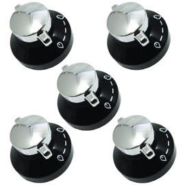 New World Gas Hob Oven Cooker Knobs Flame Control Switch (Pack of 5, Black/Silver)