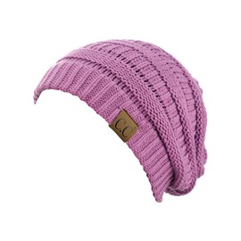 C.C Gorro de punto trenzado, grueso, suave, elástico, cálido, Lavanda (New Lavender), Talla única