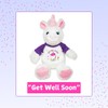 Flutter Hut Get Well Soon Unicorn Plush Pink Sparkles Message