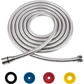 Shower Hose 5 m Stainless Steel Shower Hose Silver Twist Protection Universal Flexible Shower Hose with 4 Water Saving Flow Limiters Fits All Shower Heads