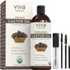 USDA Organic Castor Oil - Nourish Your Lashes and Brows, 16 fl oz - Hexane-Free, Cold Pressed for Hair Growth, Skin and Eyelash Care - Complete Beauty Kit Included