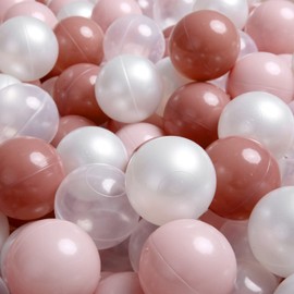 TRENDPLAY Plastic Balls for Ball Pits 2.4 Inch, Pack of 100 Hollow Balls, Perfect for Toddler Baby Pools,Party,Festival Decoration, Cream Pink+ Pearl White
