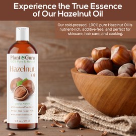 Hazelnut Oil 32 fl. oz. Cold Pressed 100% Pure Natural Carrier - Skin, Face, Body And Hair Growth Moisturizer. Great For DYI Cream, Lotions and Lip balm.