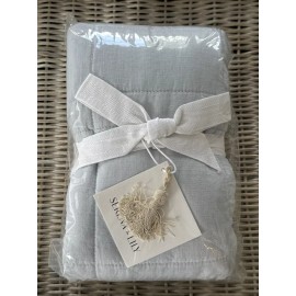 Serena & Lily Verona Euro Sham Quilted Linen Sky Blue Coastal Luxury NEW