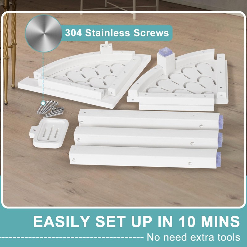 NALONE Corner Shower Stool, HDPE Shower Bench for Inside Shower,