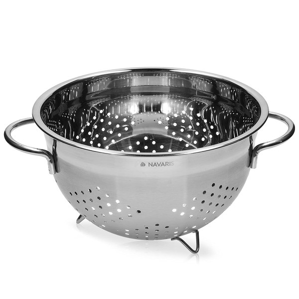 Navaris Stainless Steel Colander 4.8L / 5-Quart - Metal Strainer