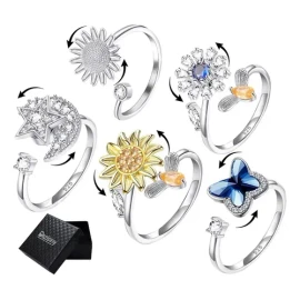 5 Anillo Anti-ansiedad Cuenta Giratorias Anillo De Joyería