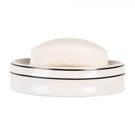 Le Bain Soap Dish Round Storage Holder Ceramic Black & White Bathroom