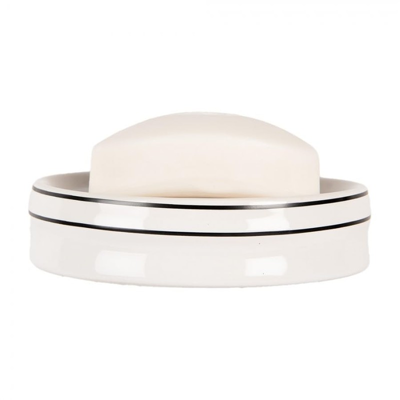 Le Bain Soap Dish Round Storage Holder Ceramic Black &