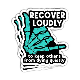 MAIANEY (3 Pcs) Recover Loudly To Keep Others From Dying Quietly Sticker Addiction Recovery Awareness Stickers Teal Ribbon Addiction Recovery Support Gifts Decoration For Laptop Bottle Car Window 3"x4"