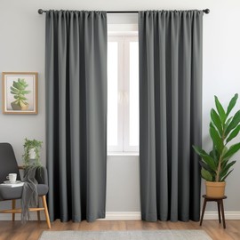 MI CASA Grey Blackout Curtains, Thermal Curtains 63 Inch Drop Super Blackout Slot Top Curtains Bedroom, Single Curtain for Door Doorway Window Living Room Bedroom, 2 Panel