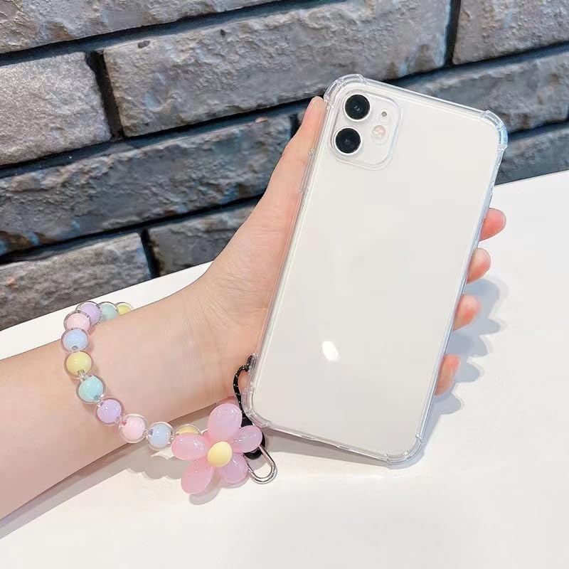 Wuxichiyan Strap Smartphone Pink Flower Bead Bracelet Wrist Fall Prevention
