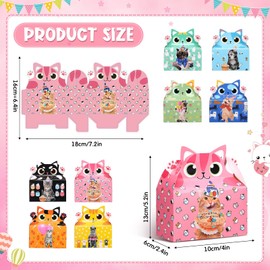 Nezyo 24 Pieces Cat Party Favors Treat Boxes Kitten Theme Goody Box Cute Goodie Snack Bags Kids Birthday Party Supplies Baby Shower Cat Theme Party Decoration, 8 Styles