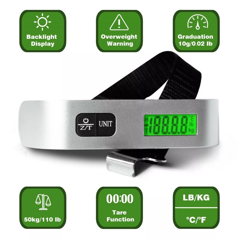 Camry Portable Digital Luggage Scale For Travel - 110lbs Hanging
