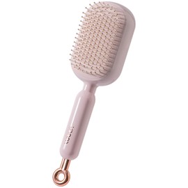 OWill Hair Brush,Retractable Air Cushion- One-Click Hair Removal,Anti Breakage No Pulling,Curls Straight Long Hair Detangling Brush for Women Men (Pink)