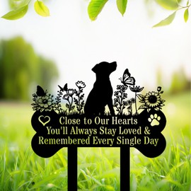VUZUCOSH Pet Grave Markers Dog, Metal Pet Metal Memorial Garden Stake, Pets Waterproof Grave Stakes Plaque, Pet Headstone Garden Memorial Graves, Metal Dog Garden Decor 12"