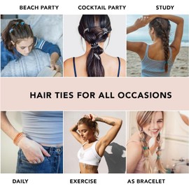 Hair Ties for Women - Waterproof Hair Elastics for Women,Spiral Hair Ties for Women with Thick Hair, Elastic Hair Ties for Thin Hair,Elastics Hair Ties & Spiral Hair Tie(8pcs)