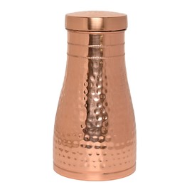 Pure Copper Bedside Carafe For Ayurveda Health Benefits - Capacity - 1 Liter (33.81 US Fluid Ounce) (Hammered)