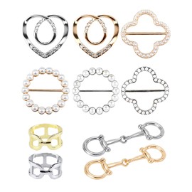 Molybdix 10PCS Scarf Ring Clip, Scarf Rings for Women Girls, Fashion Metal Horsebit Silk Scarf Buckle, Waist Clothes Corner Button, Shirt Waist Cincher Clips Tightener
