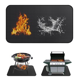 TranRantic Grillmatte für Gasgrill Bodenschutz, 60x105cm Faltbare Grillunterlage Bodenschutzmatte, Outdoor Feuerfeste Unterlage für BBQ Grills, Wiederverwendbar Grillunterlage für Boden Rasen