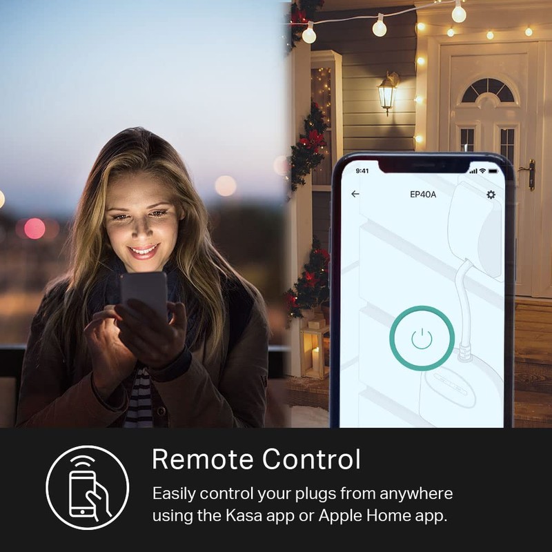Kasa Apple HomeKit Outdoor Smart Plug, 2 Sockets, IP64 Weather