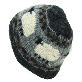 LOUDelephant Hand Knitted Wool Beanie Hat - Sheep Charcoal Grey