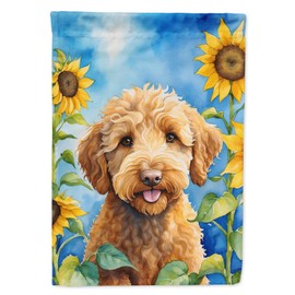 Caroline's Treasures DAC6113CHF Labradoodle in Sunflowers House Flag Large Porch Sleeve Pole Decorative Outside Yard Banner Artwork Wall Hanging, Polyester, House Size, Multicolor
