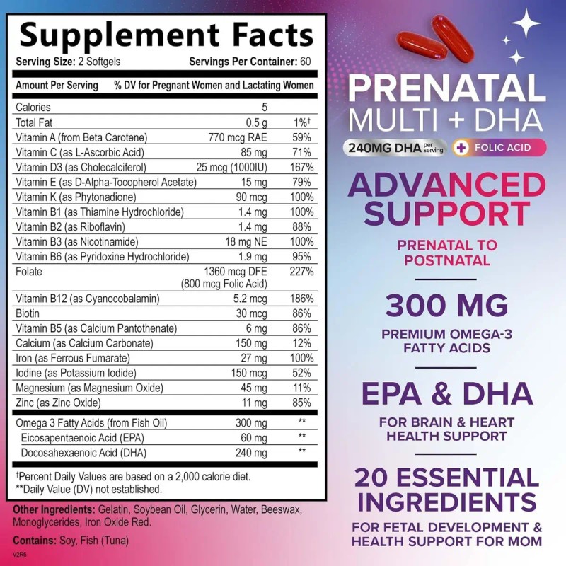 Multivitamínico Prenatal Nature's Nutrition Con Ácido Fólico