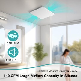 JOEAONZ Bathroom Exhaust Fan 110CFM with Hidden Grille Design, 1.0 Sones Urtra Quiet Ceiling Ventilation Fan System - Household Bathroom Extractor Fan for Home/Office/Hotel, 4 inch Diameter Outlet