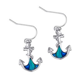 Silver Anchor earrings with Abalone shell inlay by Beach Gypsy's
