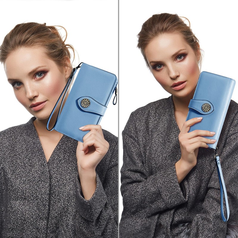 Travelambo Women's Wallet RFID Blocking Credit Card Holder Large Capacity