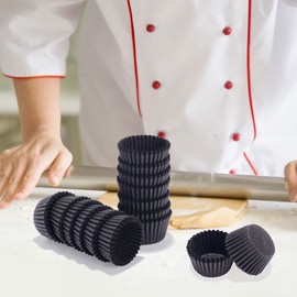 NUOMI 1 Inch Super Mini Paper Baking Cups Cupcake Liners 1000 Pcs Muffin Lining Wrappers, Black
