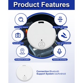 GPS Tracker Tag Compatible with iOS & Android, Bluetooth Key Finder with Alarm Sound and GPS Tracker, Tracking Keys, Bags, Pets, Smart Finder Tag for Children and Items