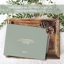 BIROYAL - Guest Book - for Wedding, Birthday, Baby Shower, Holiday Home etc. - 100 Blank Pages Green - Wedding Album - Wedding Book - Wedding Guest Book
