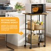 Microwave Cart with Storage, 3-Tier Rolling Kitchen Stand with Wire