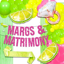 JeVenis Pink Margs And Matrimony Bachelorette Balloons Margs And Matrimony Balloons Bachelorette Party Decoration for Margarita Bachelorette Party Mexican Fiesta Bachelorette