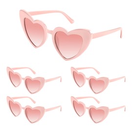 Bouiexye 5 Pack Pink Heart Sunglasses Bachelorette Vintage Heart Shaped Glasses for Wedding Bridesmaid Party Favor Accessories