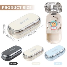 Dzmuero Tablettenteiler, Tablettenschneider, Tablettenteiler für alle tabletten kostenlos, Einstellbar, Tragbar, 1 in 2 unterteilt, 1 in 3 unterteilt, Multifunktionaler Medizinschneider (Schwarz)