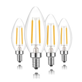 Lamsky E14 European Base LED Filament Edison Bulb, 2W Warm White 2700K, No-Dimmable (4-Pack)