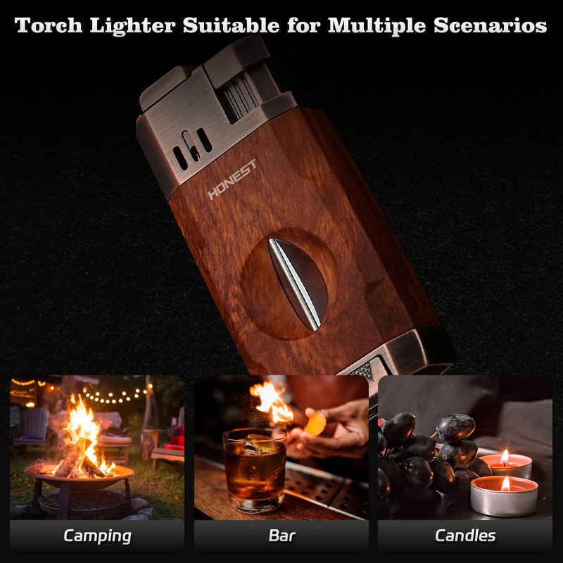 Yaninkle Torch Lighter, Jet Flame, Butane Refillable, Built-in Cutter