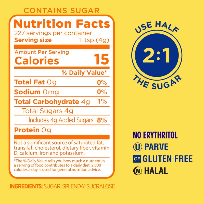 SPLENDA Low Calorie Sweetener for Baking Resealable Bag, Sugar Blend,