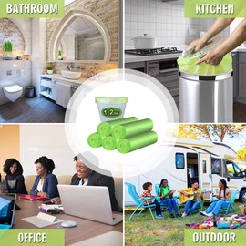 Mini Trash Bags, Inwaysin 1.2 Gallon Trash Bags, Small Compost Bin Bags, 6L, 100Bags, Clear Green